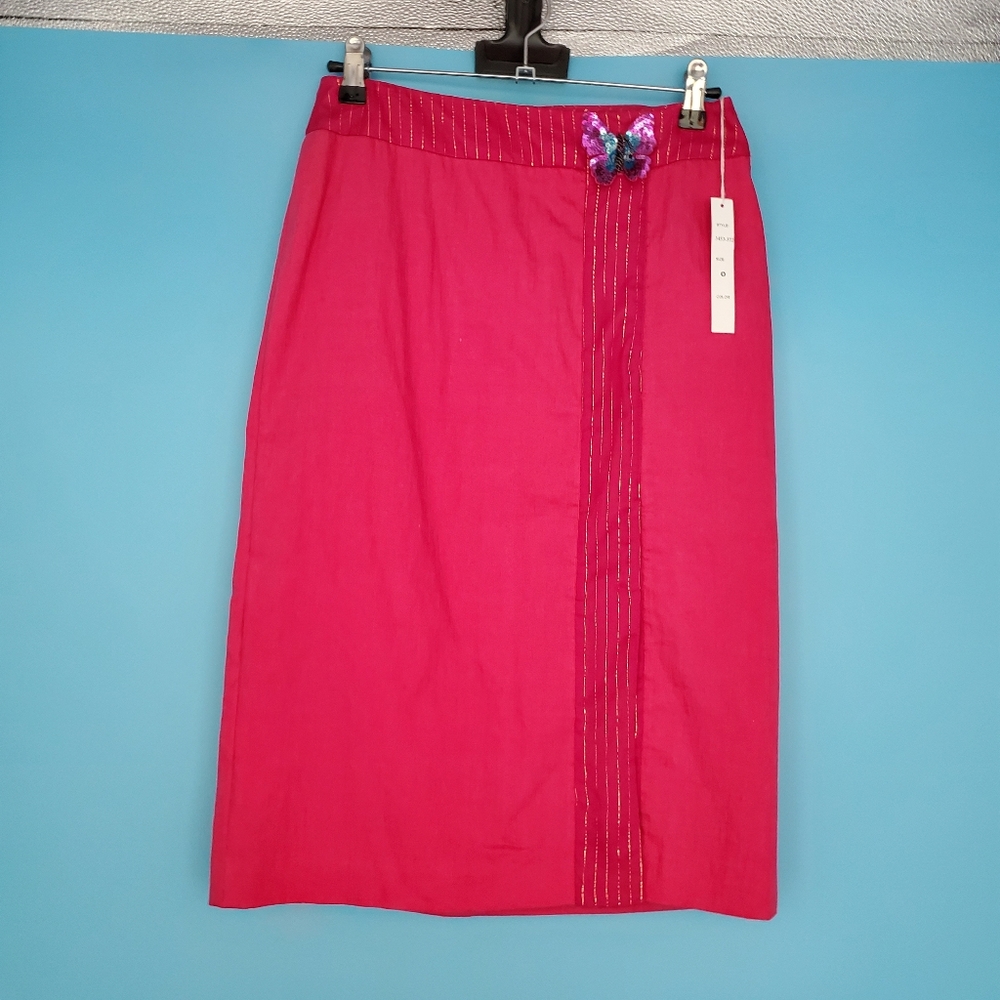 NEW Parameter Skirt Size 0 Pink Straight Metallic